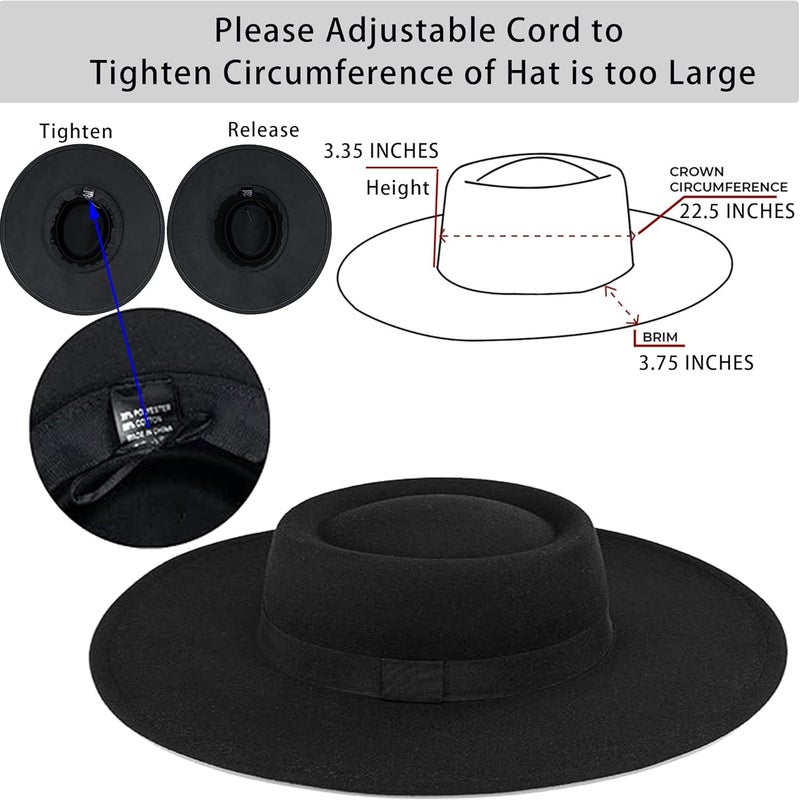 UTOWO Women Fashion Felt Church Hats Classic British Style 9.5CM Wide Brim Top Fedora Hat Wedding Dress Up Jazz Cap - Image 2